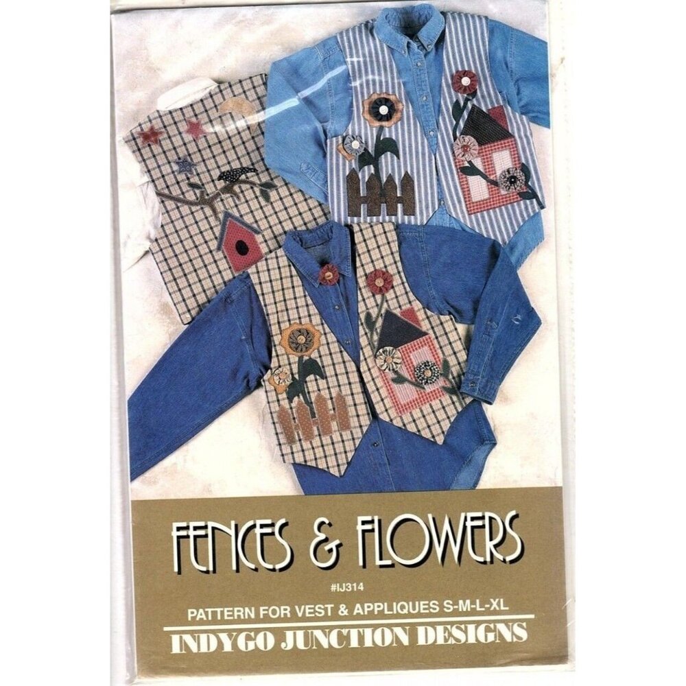 Indygo Junction Designs Misses S to XL Fences and Flowers Vest Sewing Pattern